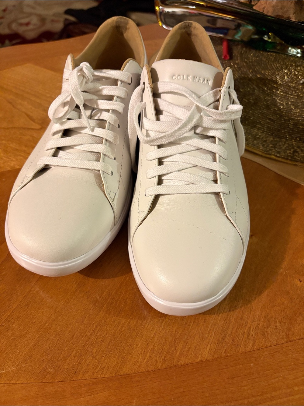 Cole Haan White Leather Lace-Up Sneakers